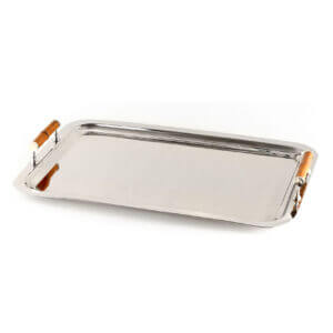 Tracy Dunn Design - Nickel Tray with Bamboo Handles