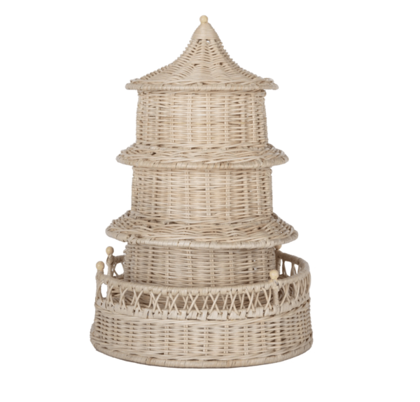 Short Round Woven Wicker Pagoda