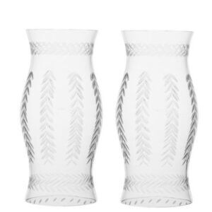 Pair of Small Etched Glass Hurricanes